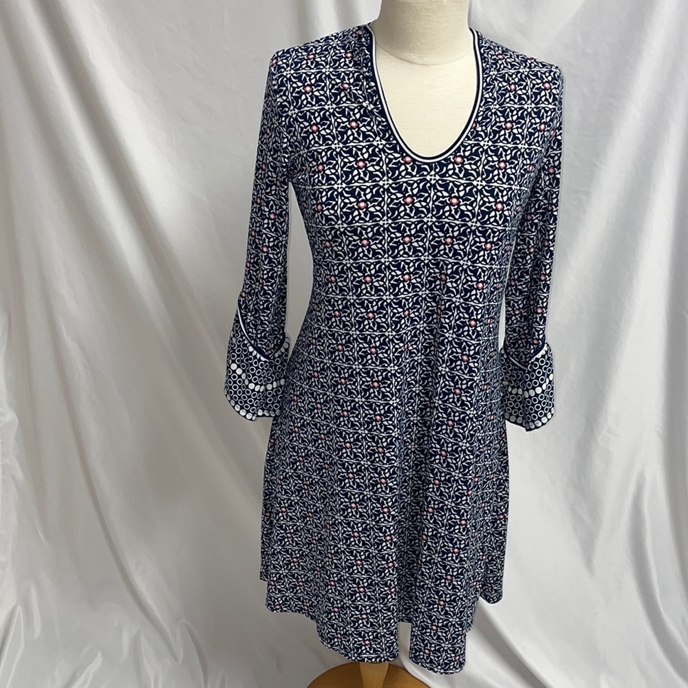 Max Studio Navy Blue White Red Dress Size Small